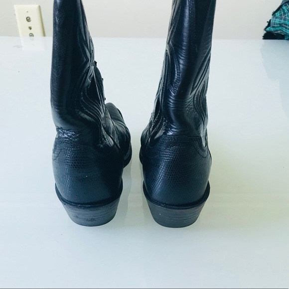 Justin Black Leather Cowboys Boots Size 6B - Picture 5 of 8